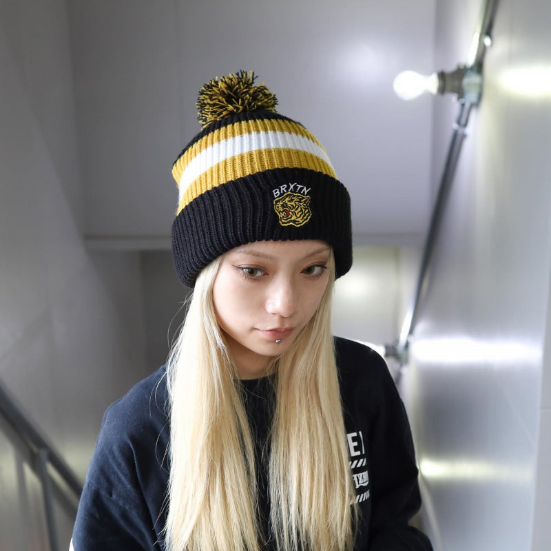 BRIXTON / KIT POM BEANIE (BLACK/OFF WHITE/BRIGHT GOLD)