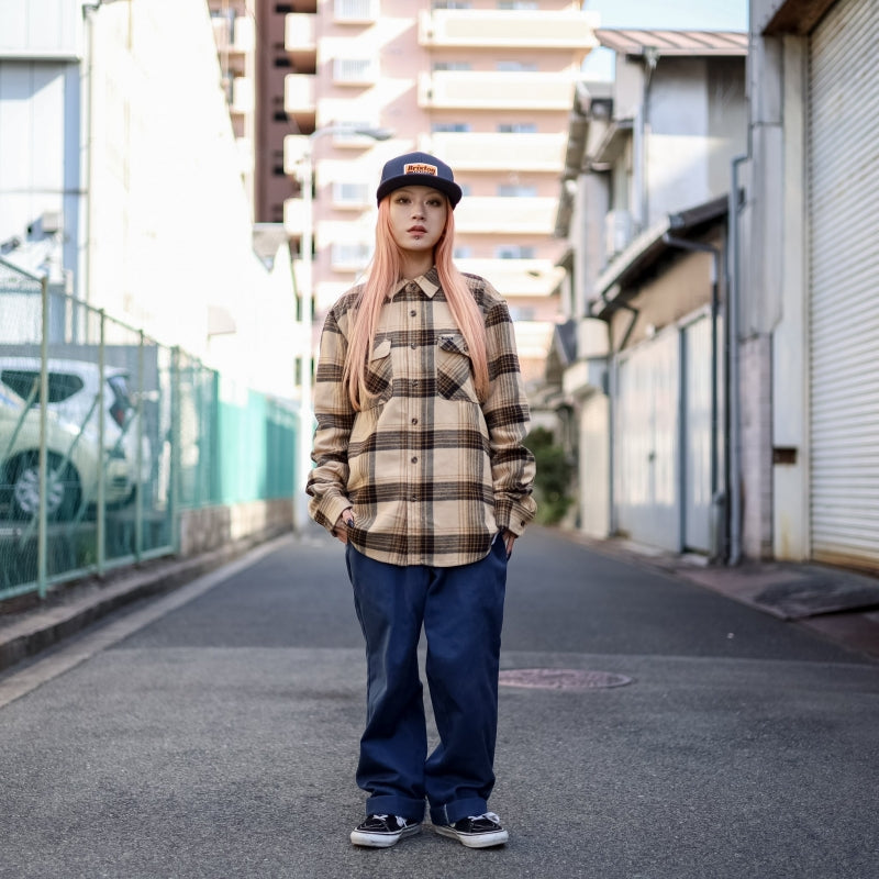 BRIXTON / BOWERY L/S FLANNEL SHIRT (SAND/BLACK)