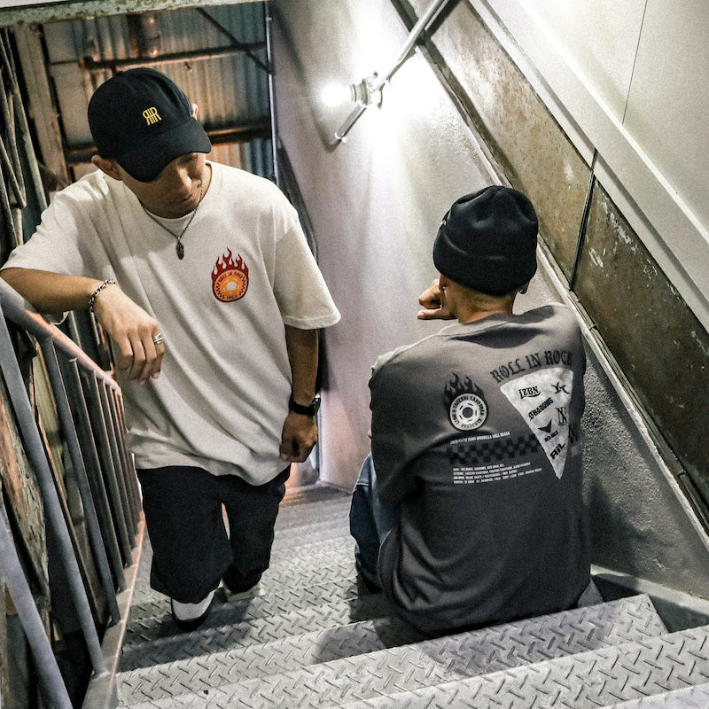 LZBN / ROLL IN ROCK VOL.6 RIR PIZZA TEE (LIGHT BEIGE)