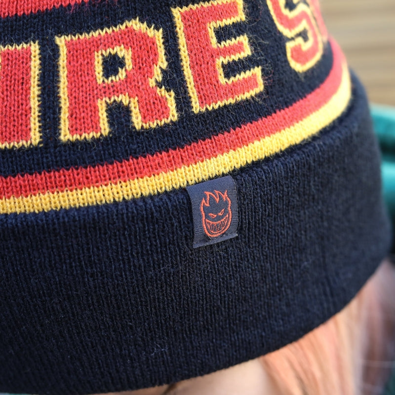 SPITFIRE / CLASSIC 87’ FILL POM BEANIE (BLACK/GOLD/RED)
