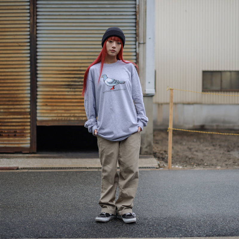 ANTIHERO / BIG PIGEON L/S TEE (SPORT GREY/MULTI)