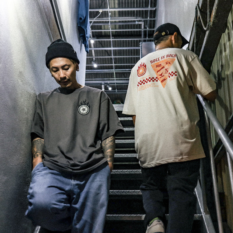 LZBN / ROLL IN ROCK VOL.6 RIR PIZZA TEE (LIGHT BEIGE)