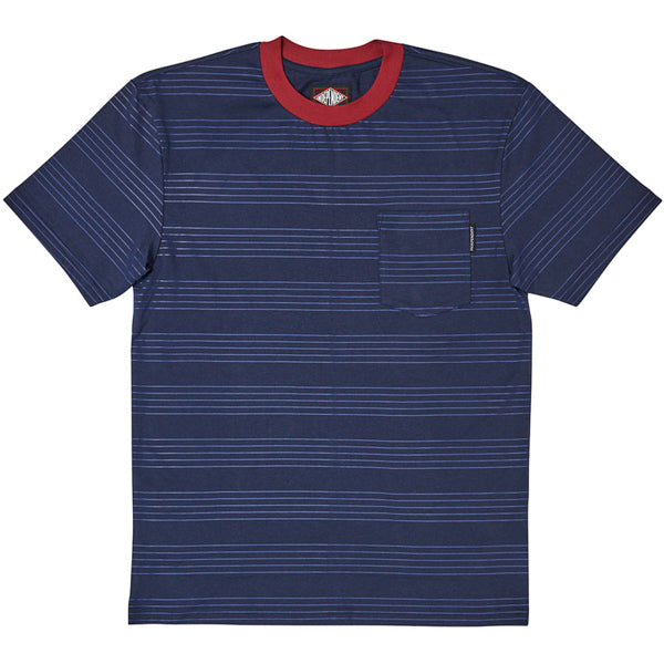 INDEPENDENT / HACHURE POCKET TEE (NAVY STRIPE)