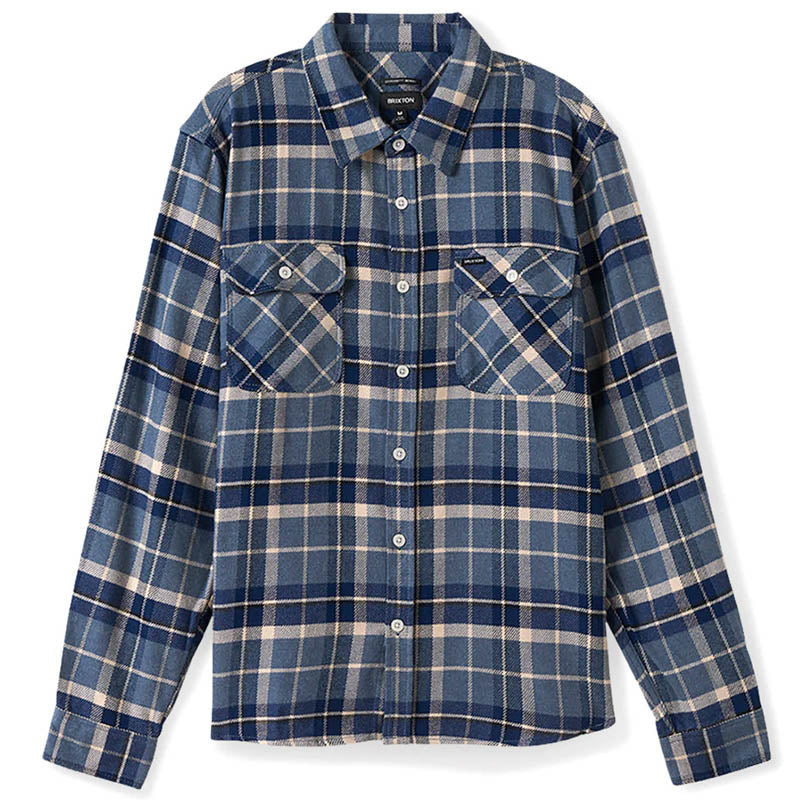 BUY 1 GET 1 FREE] BRIXTON / BOWERY L/S FLANNEL SHIRT (FLINT BLUE/TWIL –  Feelin'