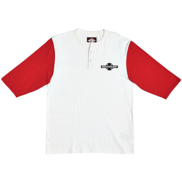 INDEPENDENT / O.G.B.C. 3/4 SLEEVE HENLEY TEE (OFF WHITE/RED)