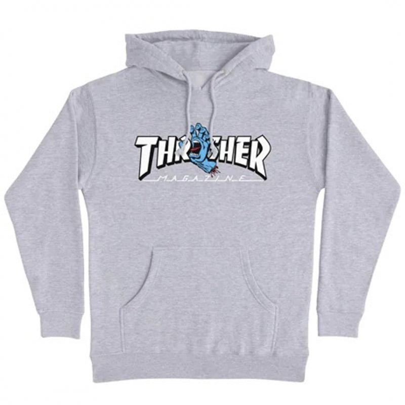 SANTA CRUZ X THRASHER / THRASHER SCREAMING LOGO PULLOVER HOODIE (GREY HEATHER)