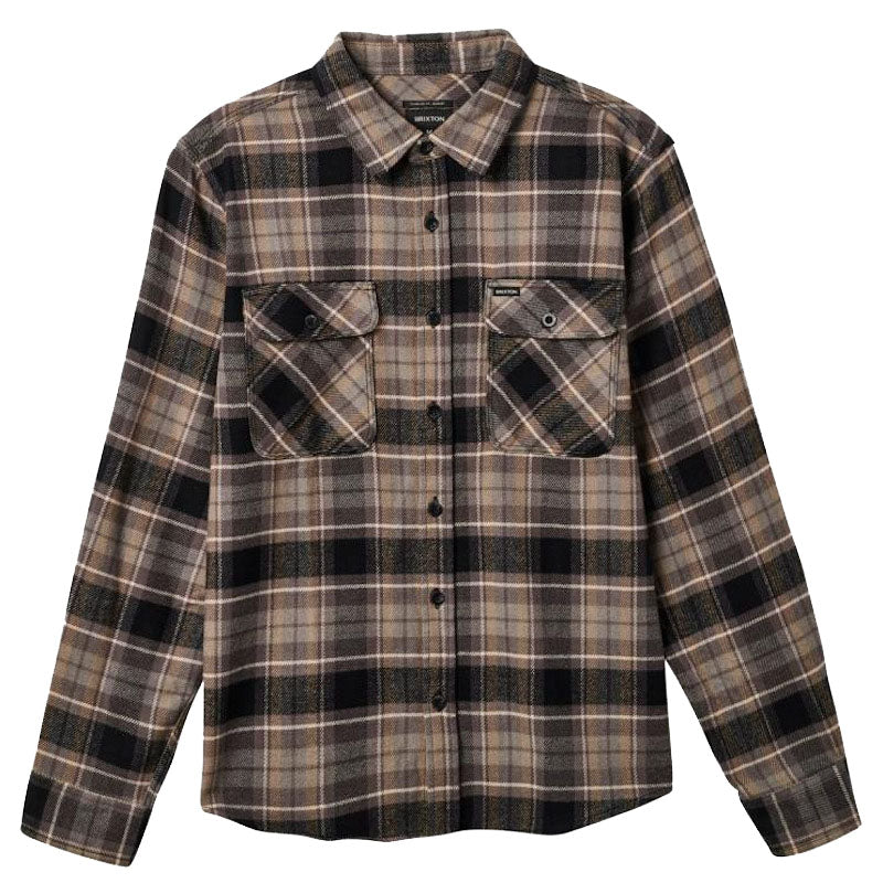 BRIXTON / BOWERY L/S FLANNEL SHIRT (BLACK/CHARCOAL/OATMEAL)