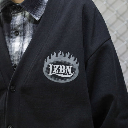 LZBN / FLAME OVAL LOGO JERSEY CARDIGAN (BLACK)