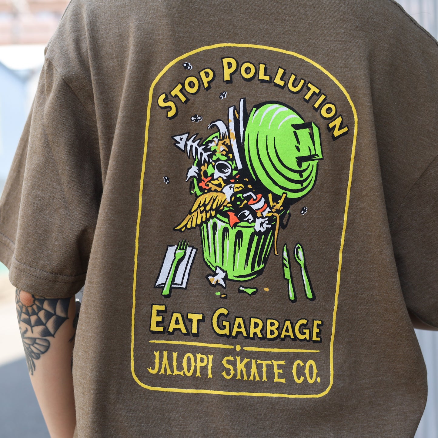 ANTIHERO / JALOPI STOP POLLUTION TEE (HEATHER ARMY)