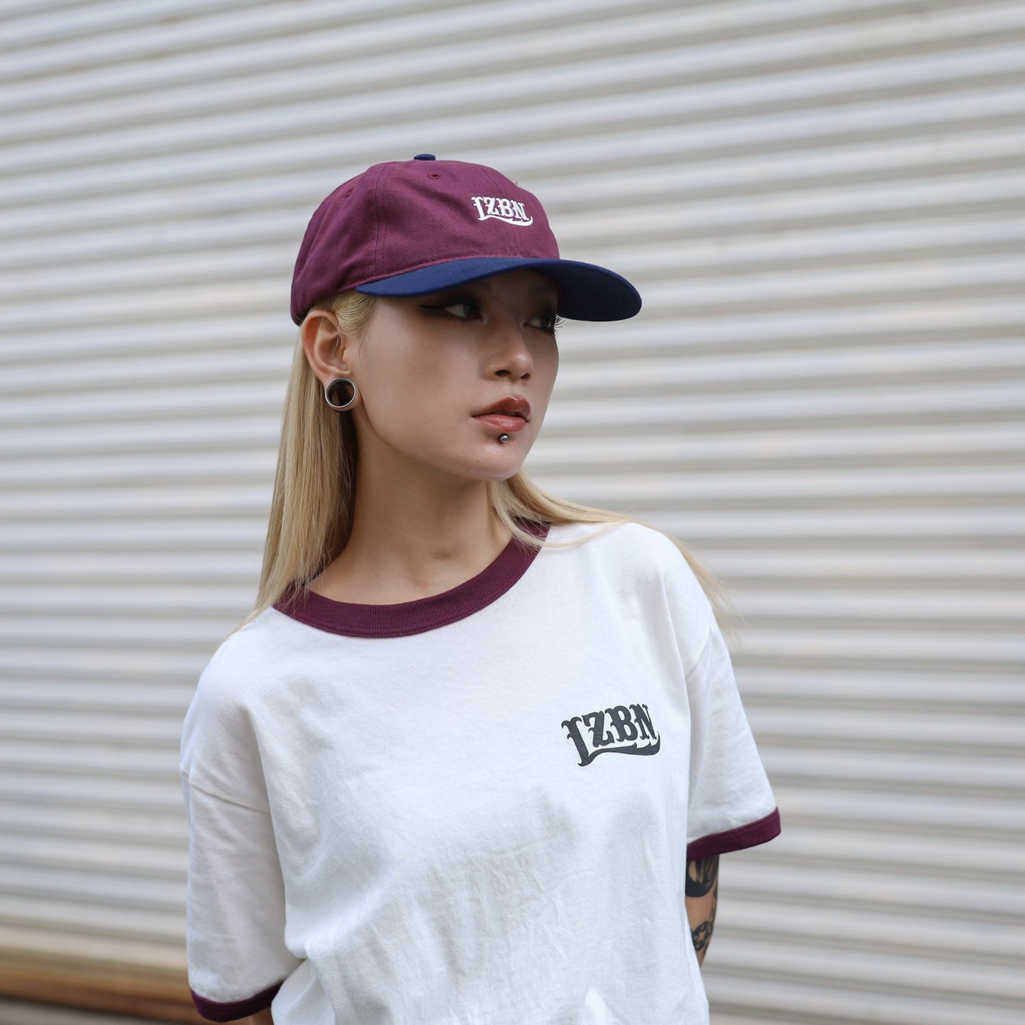 LZBN / LZBN LOGO EMB BRUSHED COTTON 6-PANEL CAP (BURGUNDY/NAVY)