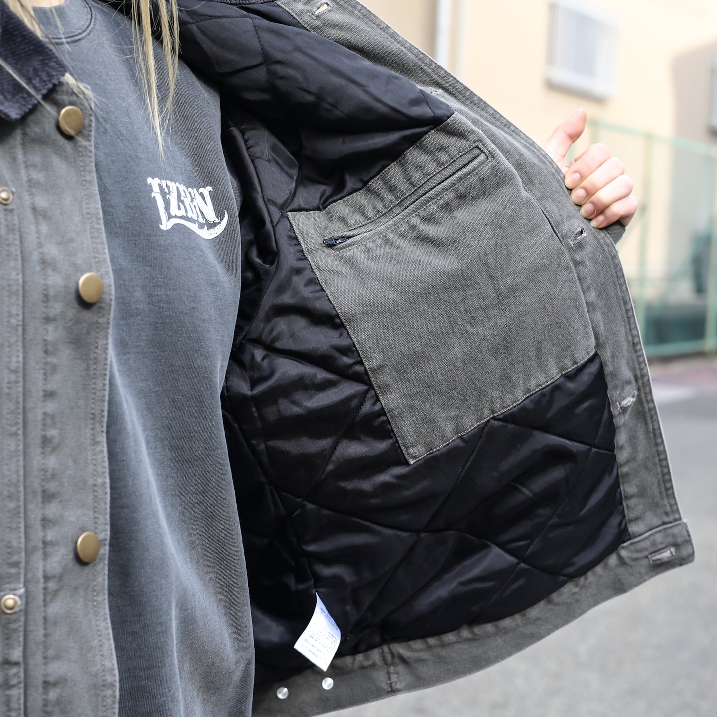 LZBN / OVAL LOGO PATCH CANVAS WORK JACKET (ASPHALT)