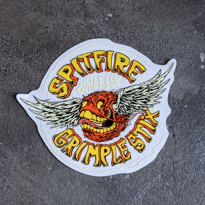 SPITFIRE X GRIMPLE STIX / FLYING GRIMPLE STICKER (ORANGE/YELLOW)