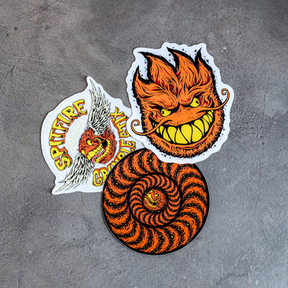 SPITFIRE X GRIMPLE STIX / GRIMPLEHEAD STICKER (ORANGE/YELLOW)