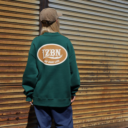 LZBN / OVAL LOGO SWEAT CARDIGAN (IVY GREEN)