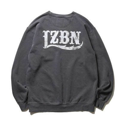 LZBN / STONE LZBN LOGO GARMENT DYED CREWNECK SWEAT (PEPPER)