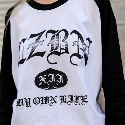 LZBN / OE COLLEGE RAGLAN 3/4 TEE (WHITE/BLACK)