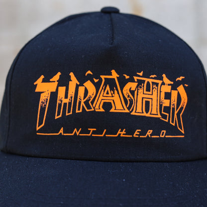 THRASHER X ANTIHERO / PIGEON MAG SNAPBACK CAP (BLACK)