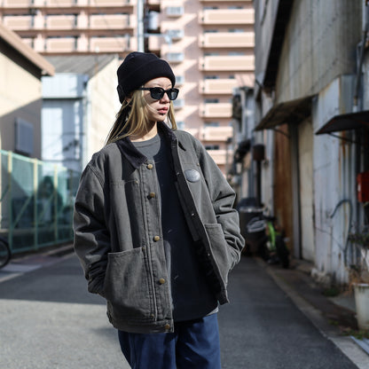 LZBN / OVAL LOGO PATCH CANVAS WORK JACKET (ASPHALT)