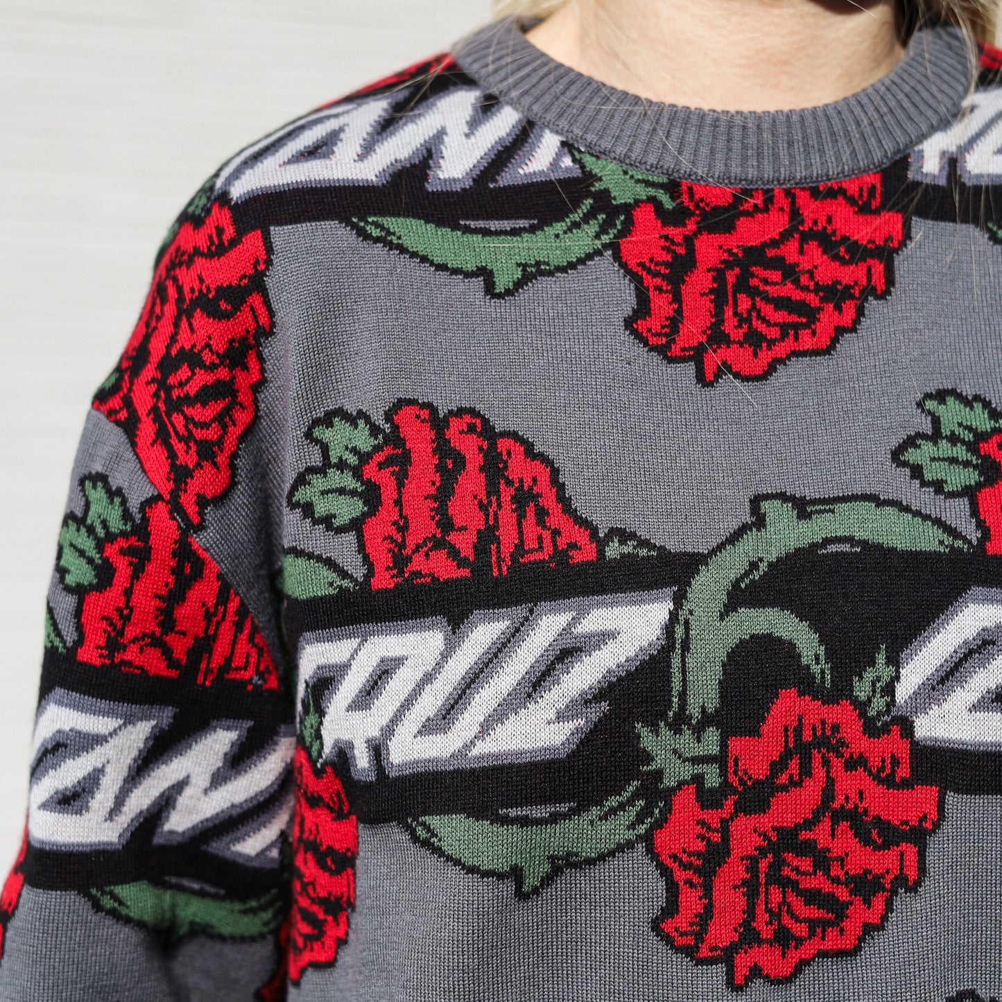 SANTA CRUZ / DRESSEN ROSE VINE CREW SWEATER (BLACK)