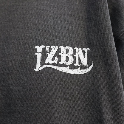 LZBN / STONE LZBN LOGO GARMENT DYED CREWNECK SWEAT (PEPPER)