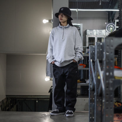 LZBN / HEXAGON & CHECKER HALF ZIP SWEAT (ASH)