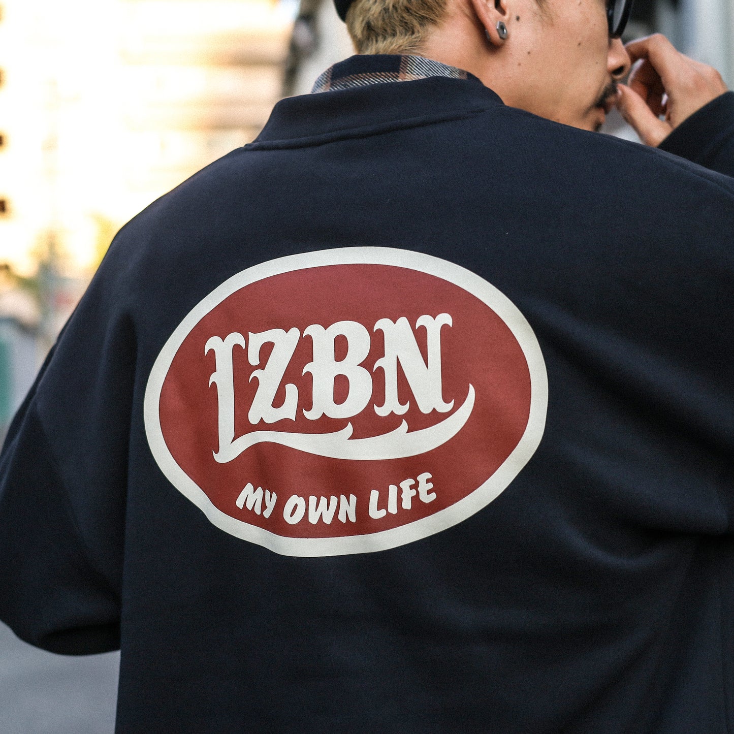 LZBN / OVAL LOGO SWEAT CARDIGAN (BLACK)