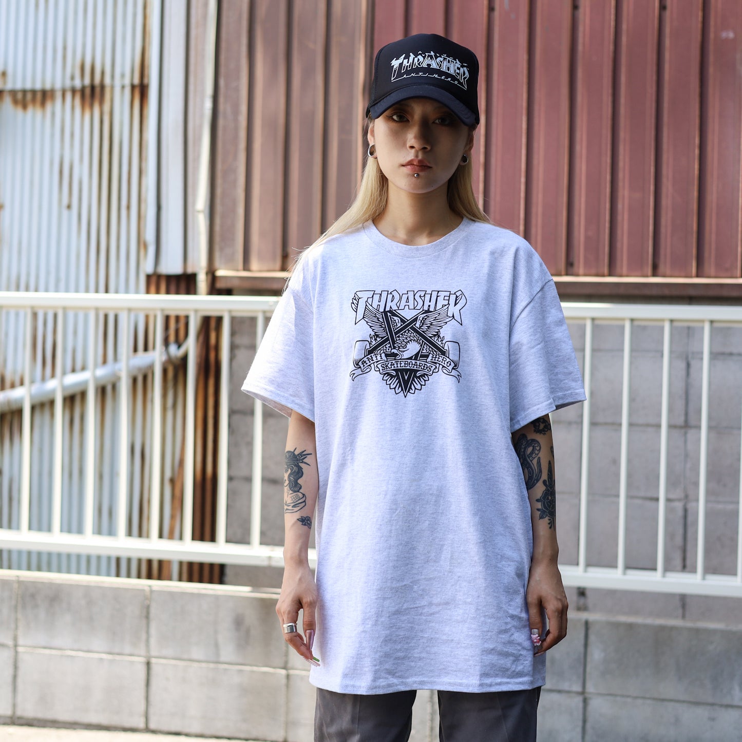 THRASHER X ANTIHERO / EAGLEGRAM TEE (ASH GREY)