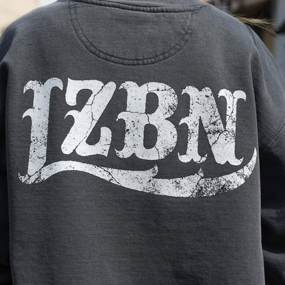 LZBN / STONE LZBN LOGO GARMENT DYED CREWNECK SWEAT (PEPPER)