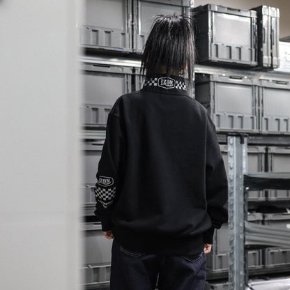 LZBN / HEXAGON & CHECKER HALF ZIP SWEAT (BLACK)