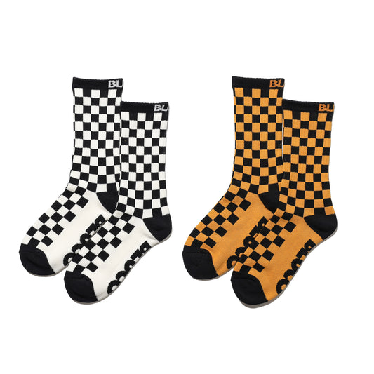 BLUCO / 2-PACK SOX -CHECKER- (WHITE/BLACK・MUSTARD/BLACK)