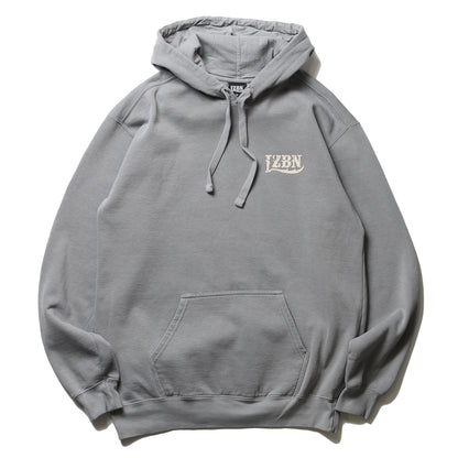 LZBN / STONE LZBN LOGO GARMENT DYED PULLOVER HOODIE (GREY)