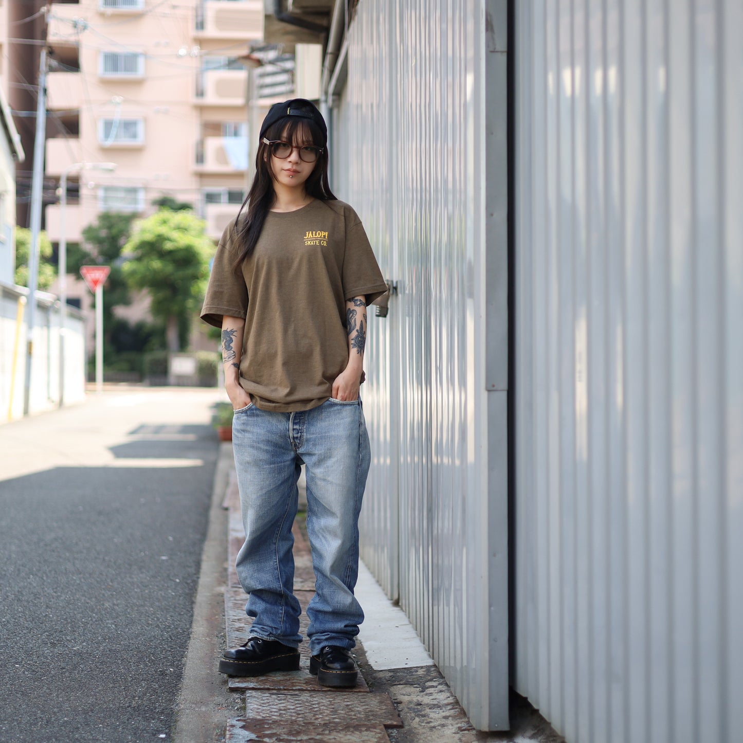 ANTIHERO / JALOPI STOP POLLUTION TEE (HEATHER ARMY)