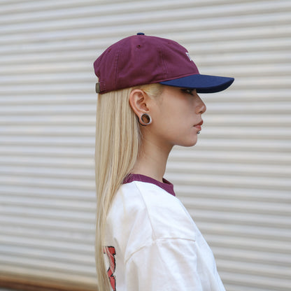 LZBN / LZBN LOGO EMB BRUSHED COTTON 6-PANEL CAP (BURGUNDY/NAVY)