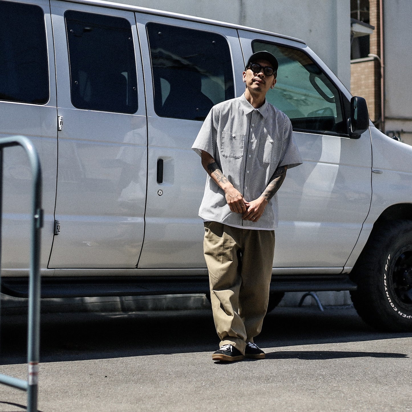BLUCO / STANDARD WORK SHIRT S/S -STRIPE- (IVORY)