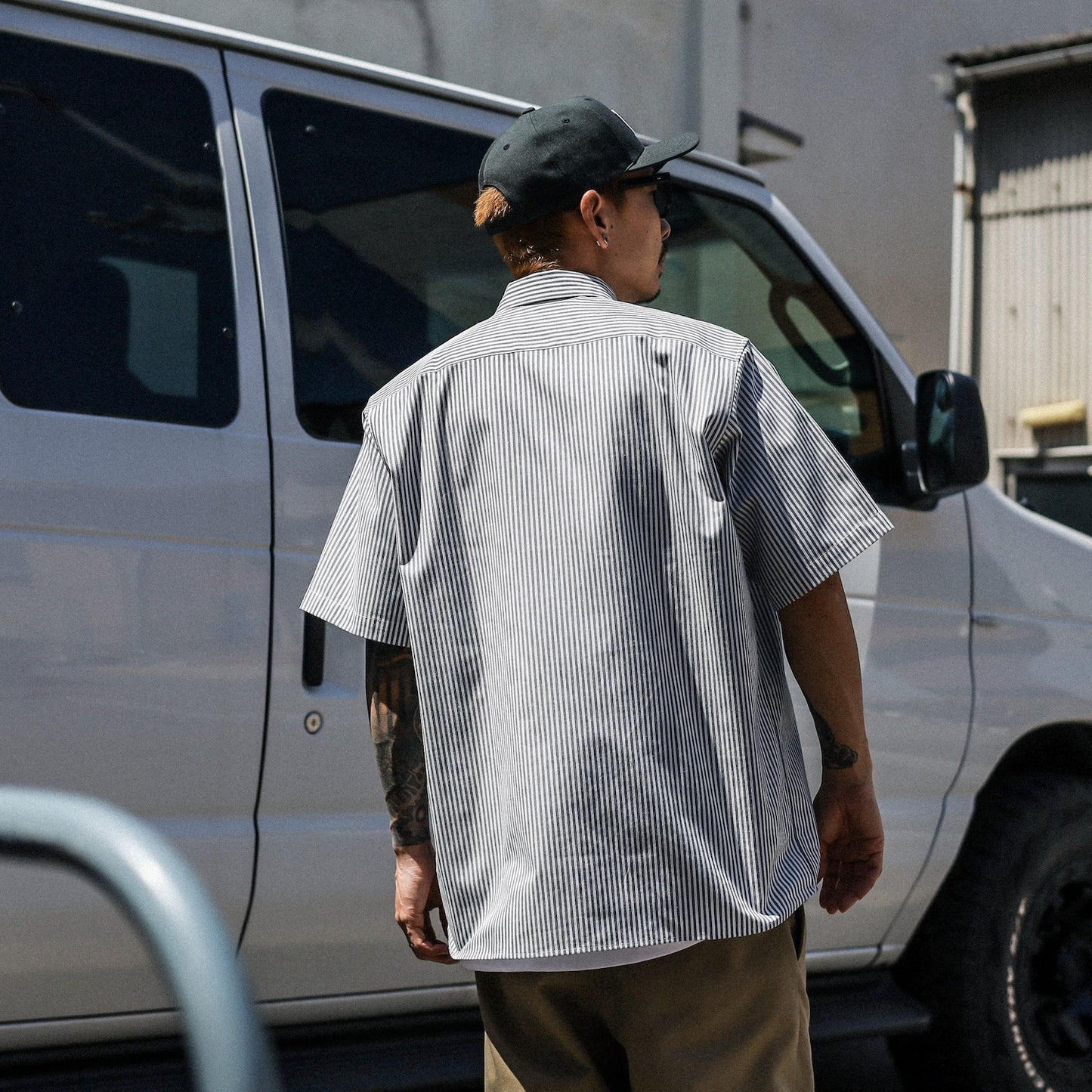 BLUCO / STANDARD WORK SHIRT S/S -STRIPE- (IVORY)