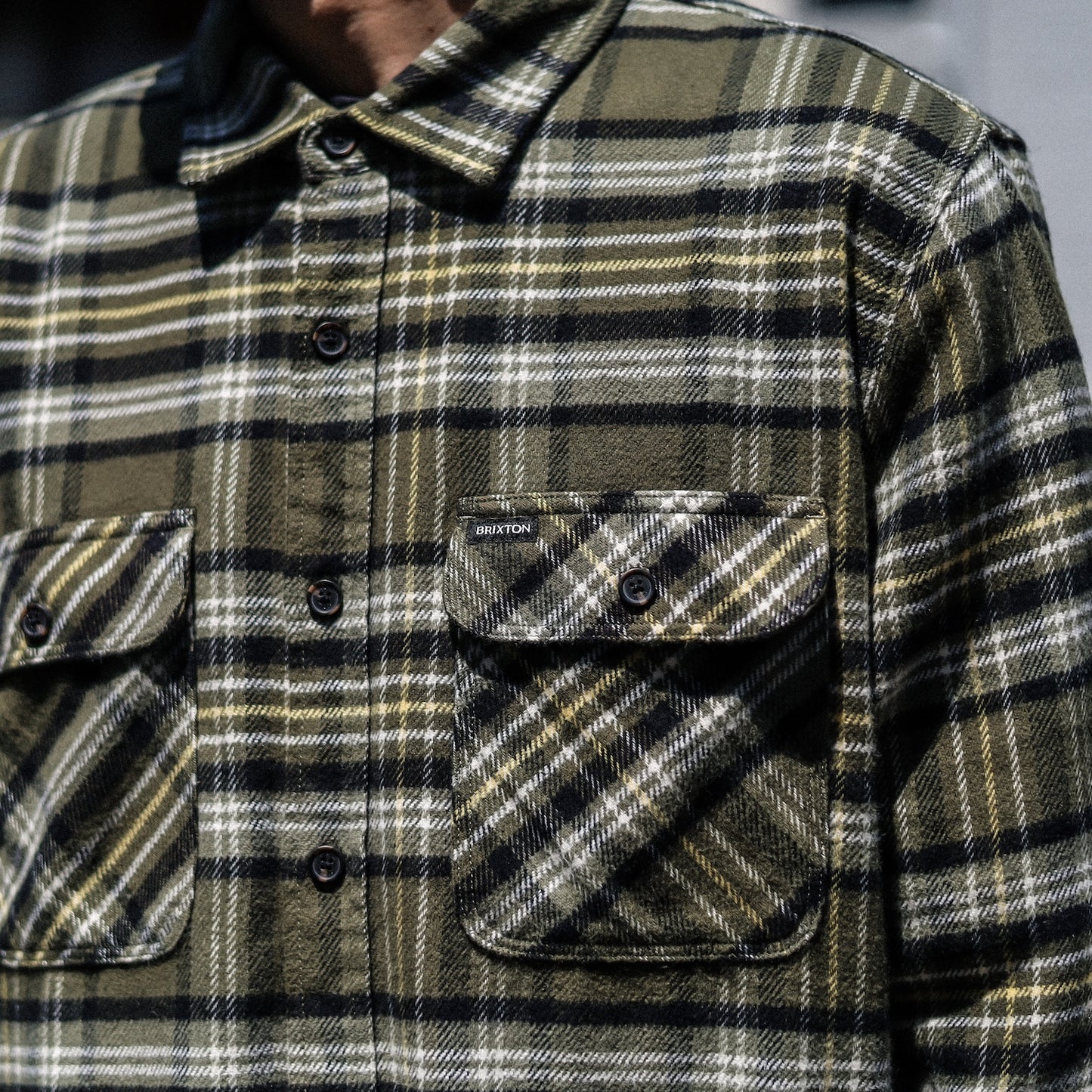 BRIXTON / BOWERY L/S FLANNEL SHIRT (IVY GREEN/OLIVE SURPLUS/BLACK)