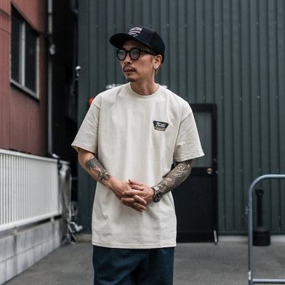 BRIXTON / LINWOOD S/S STD  (CREAM/DARK GREEN/METAL BRONZE)