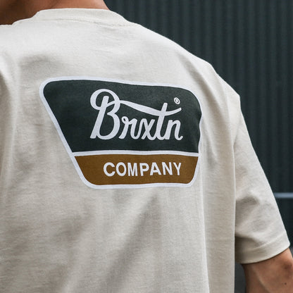 BRIXTON / LINWOOD S/S STD  (CREAM/DARK GREEN/METAL BRONZE)