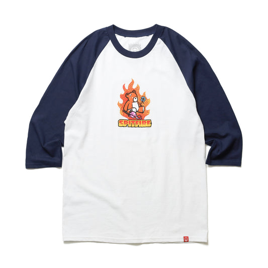 SPITFIRE / LIL BEATDOWNS 3/4 TEE (WHITE/NAVY)