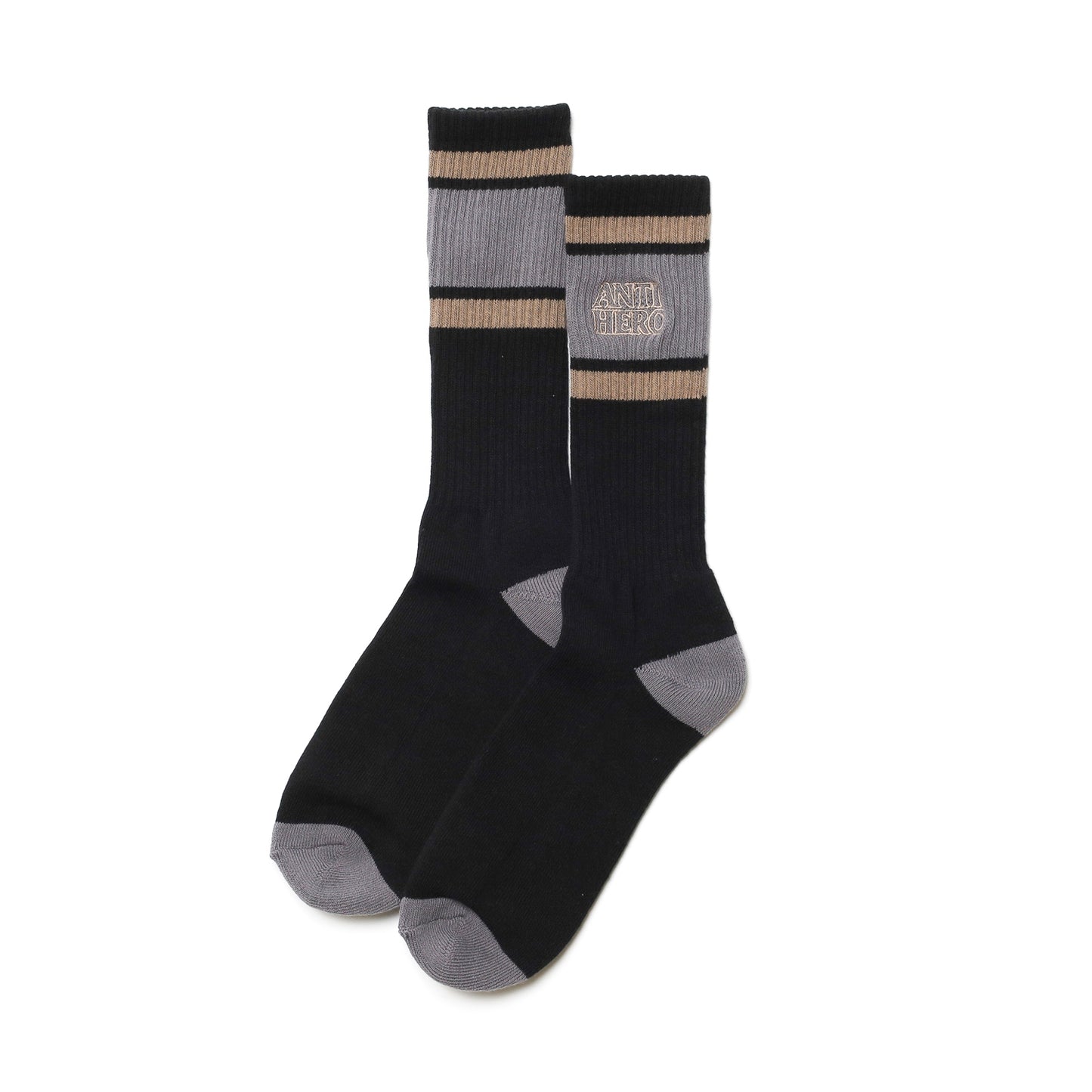 ANTIHERO / BLACKHERO OUTLINE EMB SOCKS (BLACK/BRONZE/CHARCOAL)