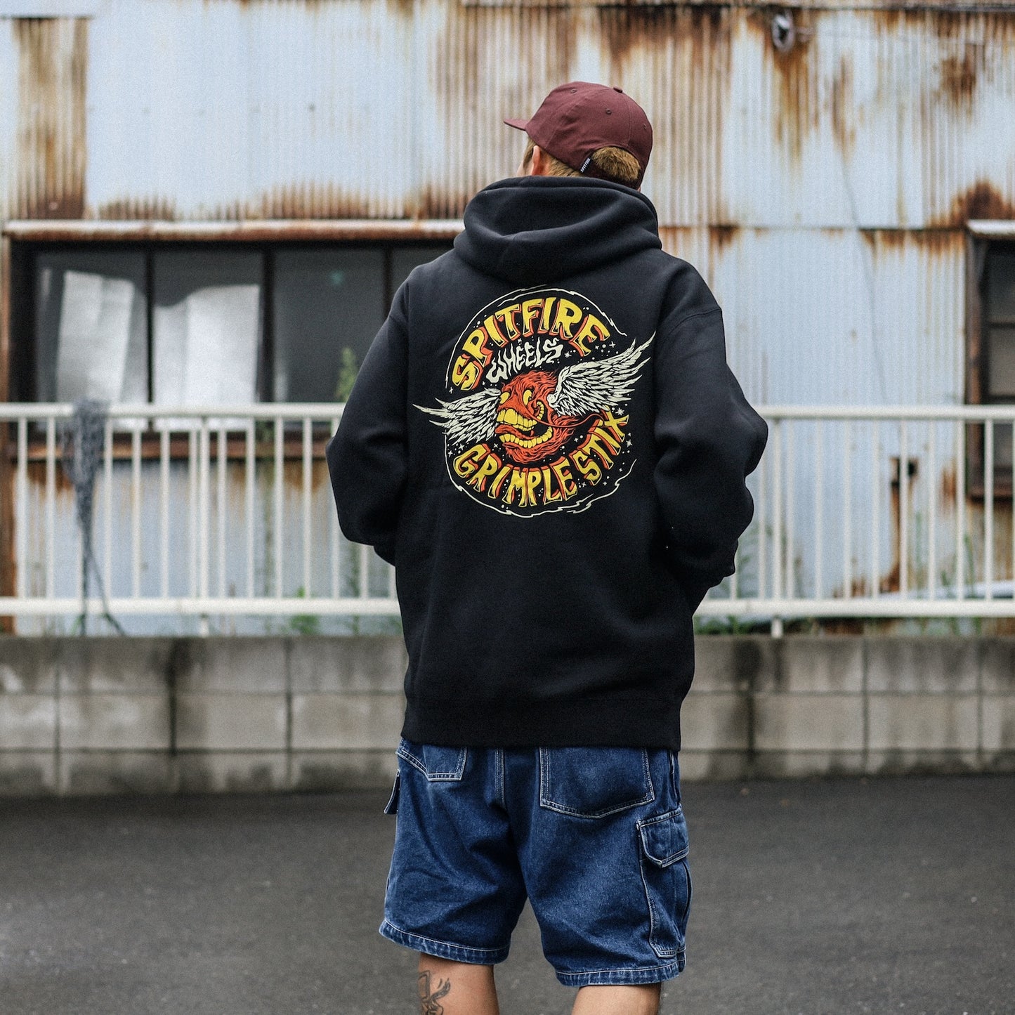 SPITFIRE X GRIMPLE STIX / FLYING GRIMPLE HOODIE (BLACK)