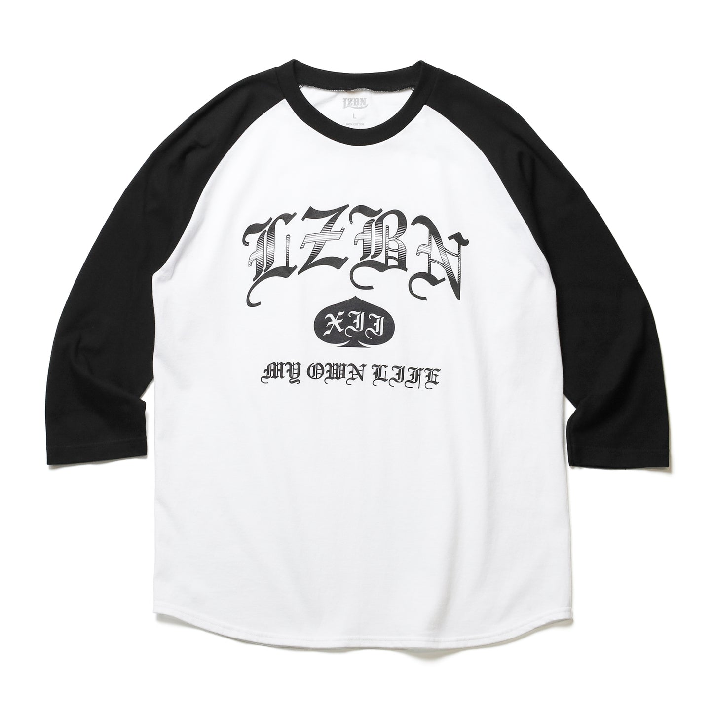 LZBN / OE COLLEGE RAGLAN 3/4 TEE (WHITE/BLACK)