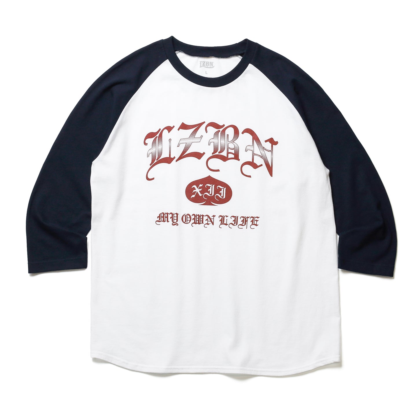 LZBN / OE COLLEGE RAGLAN 3/4 TEE (WHITE/NAVY)