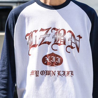 LZBN / OE COLLEGE RAGLAN 3/4 TEE (WHITE/NAVY)