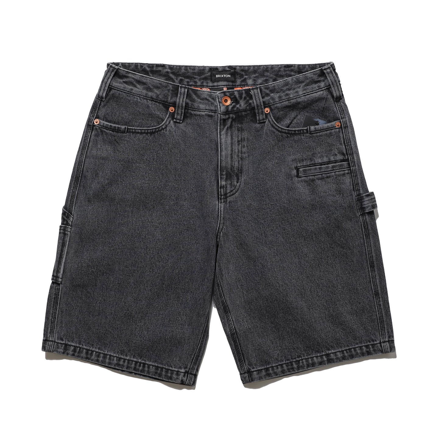BRIXTON / BUILDERS CARPENTER BAGGY SHORT (WASHED BLACK DENIM)