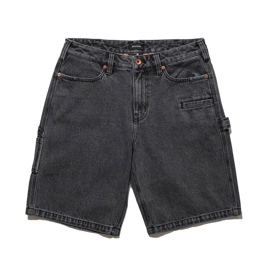 BRIXTON / BUILDERS CARPENTER BAGGY SHORT (WASHED BLACK DENIM)