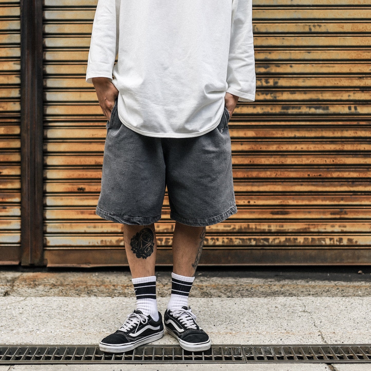BLUCO / 12OZ DENIM EASY WORK SHORTS (BLACK)