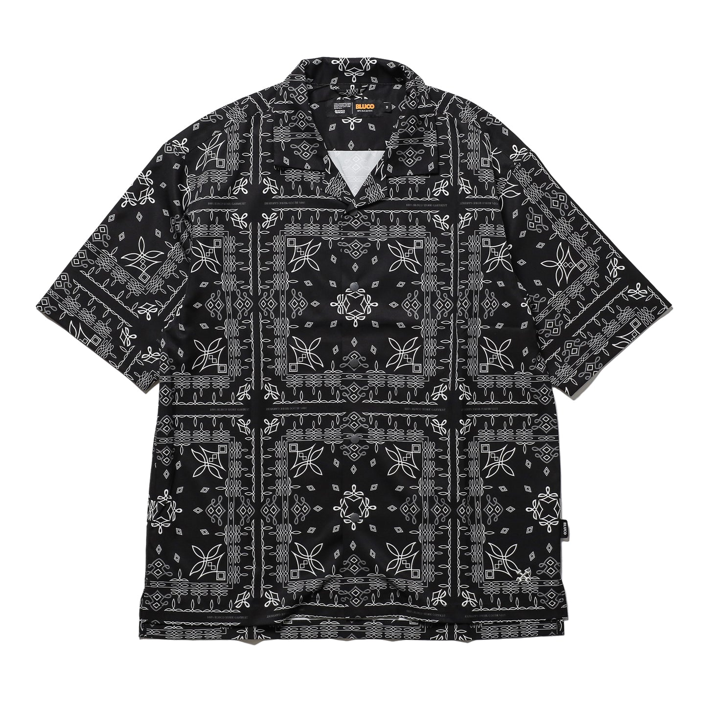 BLUCO / OPEN COLLAR SHIRT -BANDANA- (BLACK)