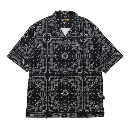 BLUCO / OPEN COLLAR SHIRT -BANDANA- (BLACK)