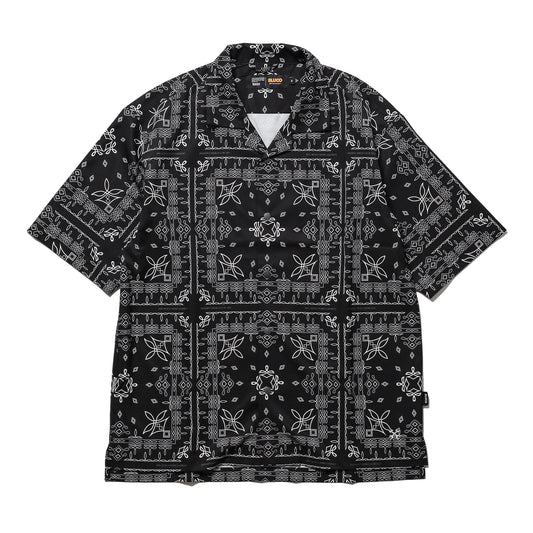 BLUCO / OPEN COLLAR SHIRT -BANDANA- (BLACK)